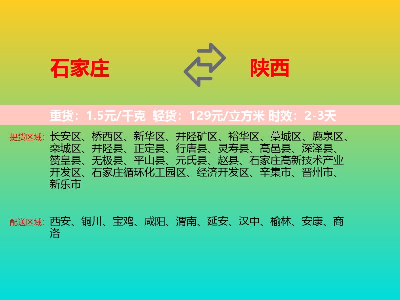 石家庄到陕西长途搬家