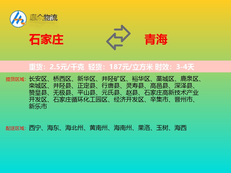 石家庄到青海轿车托运