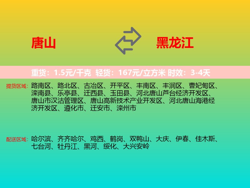 唐山到黑龙江长途搬家