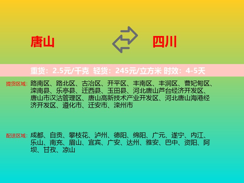唐山到四川长途搬家