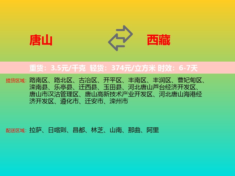 唐山到西藏长途搬家