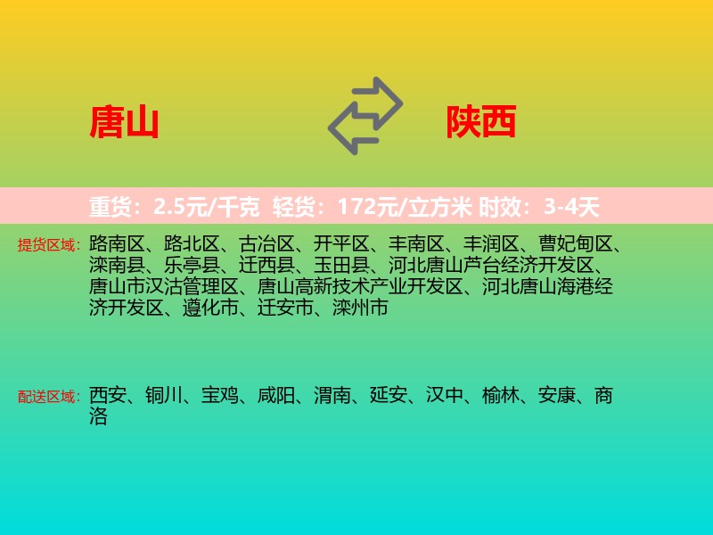 唐山到陕西长途搬家