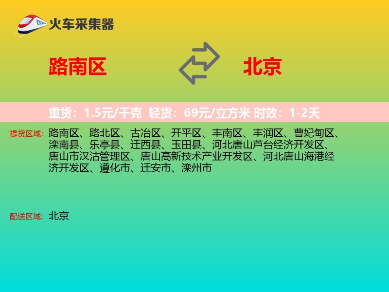 路南区到北京物流专线