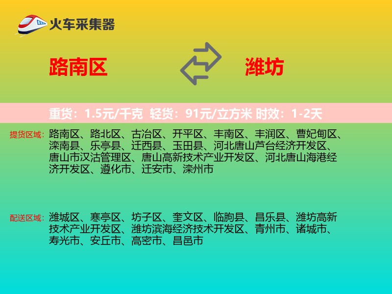 路南区到潍坊物流专线