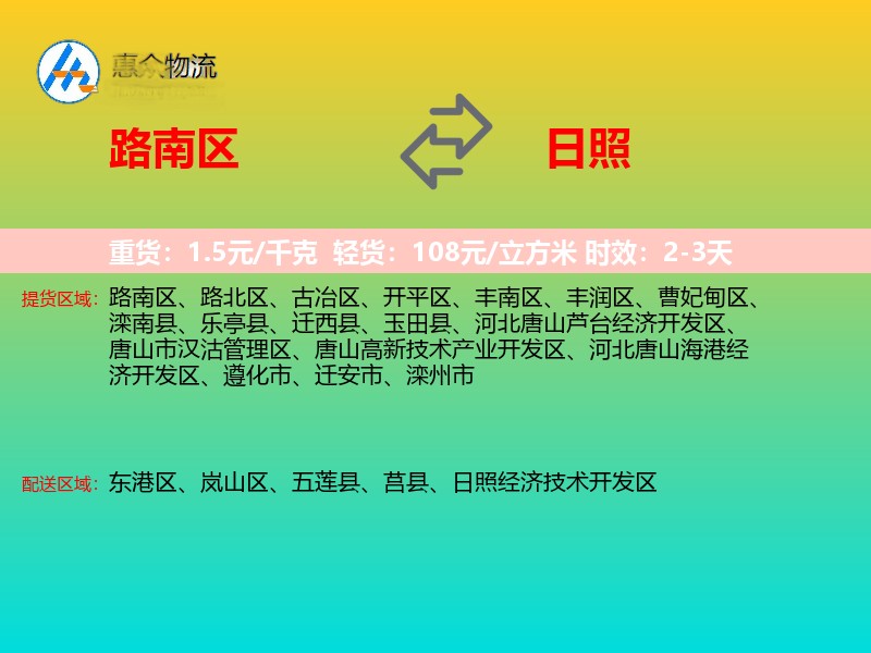 路南区到日照物流专线