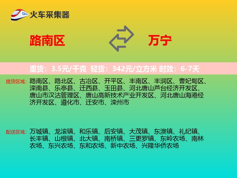 路南区到万宁物流专线