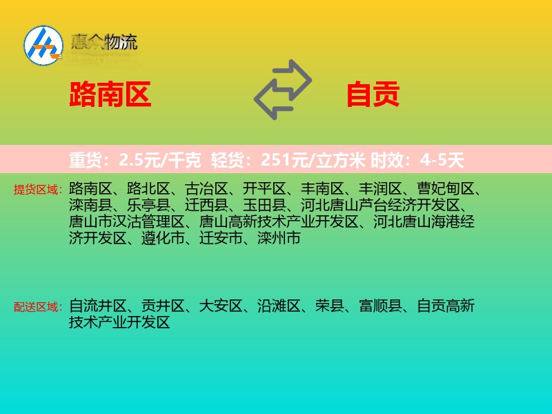 路南区到自贡物流专线