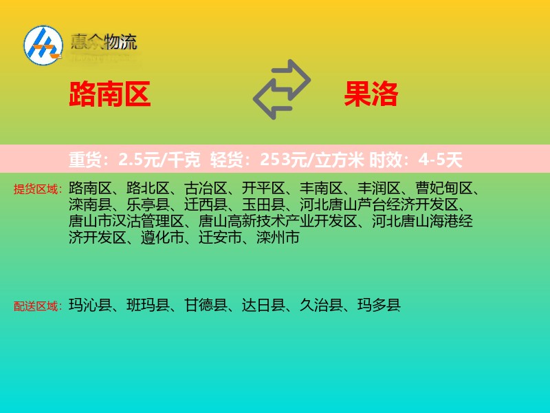 路南区到果洛物流专线