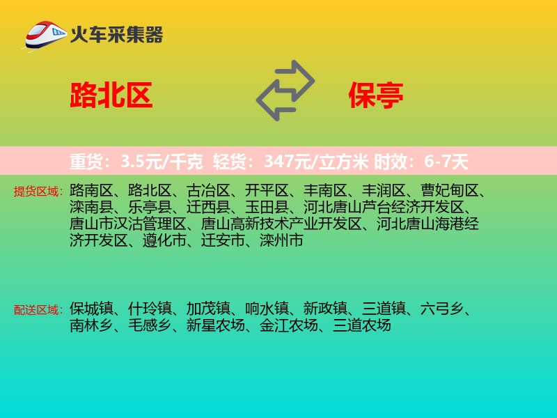 路北区到保亭物流专线
