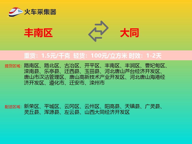 丰南区到大同物流专线