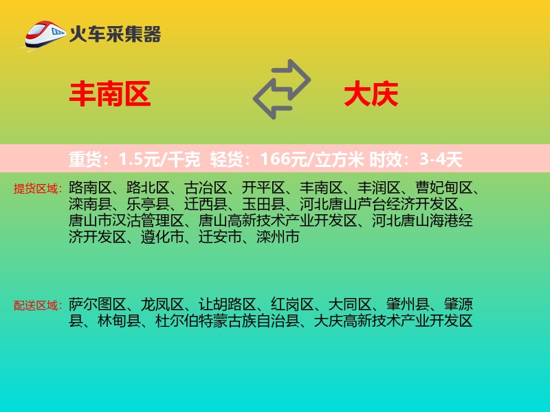 丰南区到大庆物流专线