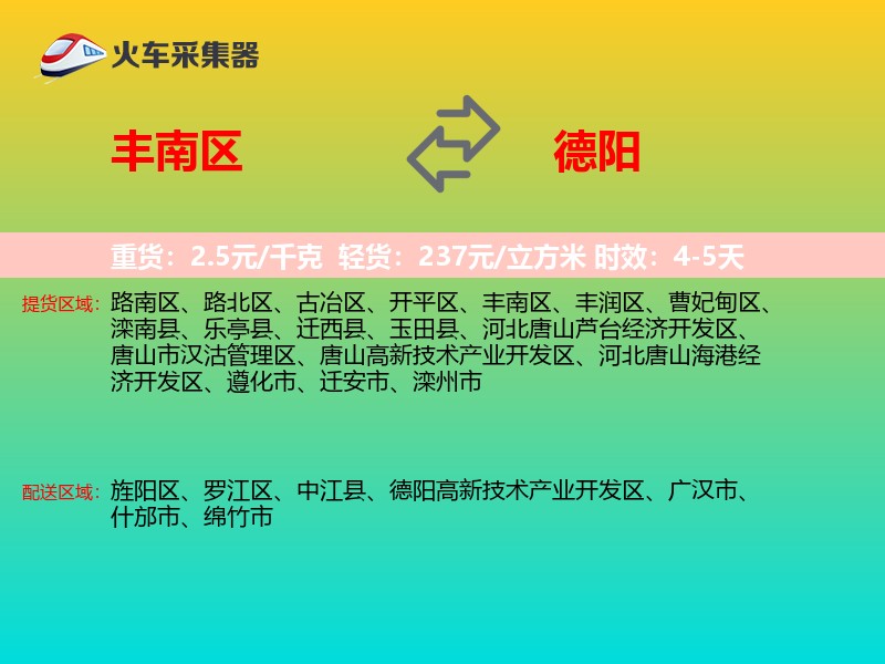 丰南区到德阳物流专线