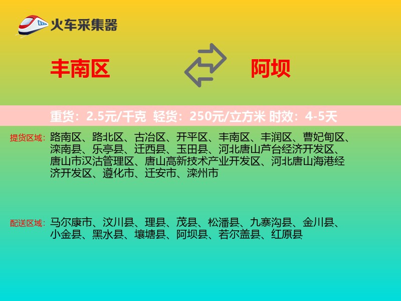 丰南区到阿坝物流专线