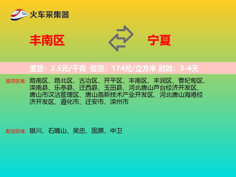 丰南区到宁夏物流专线