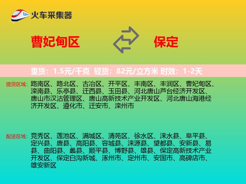 曹妃甸区到保定物流专线