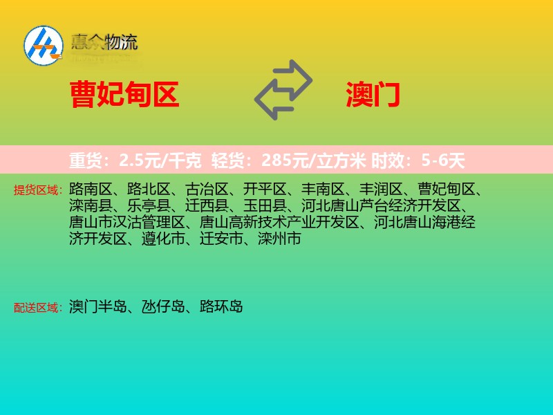 曹妃甸区到澳门轿车托运