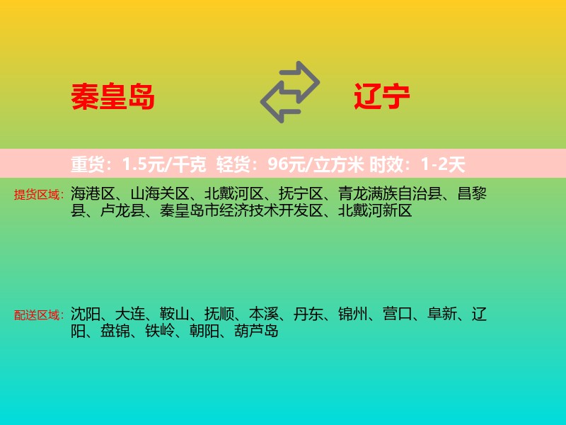 秦皇岛到辽宁长途搬家