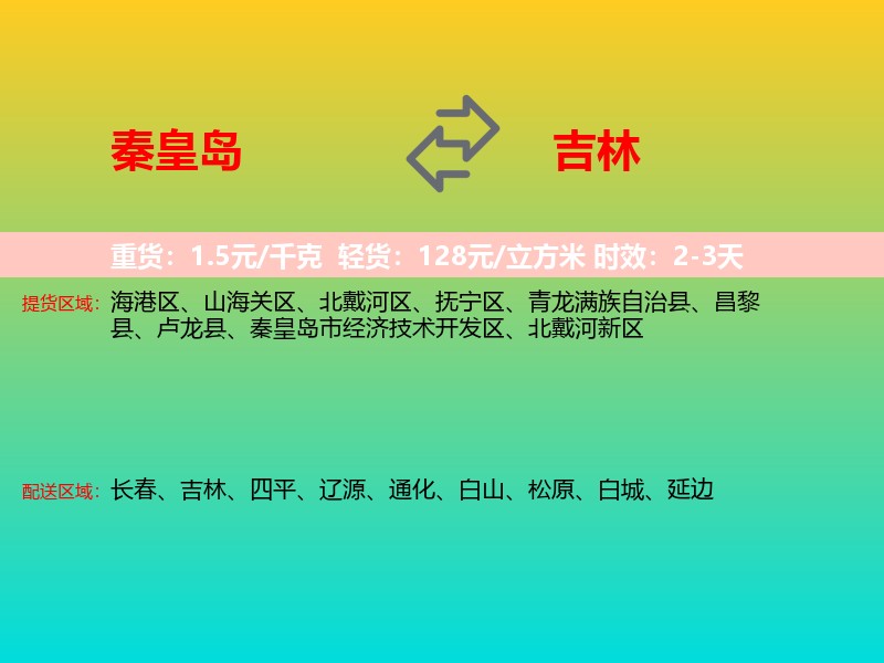 秦皇岛到吉林长途搬家
