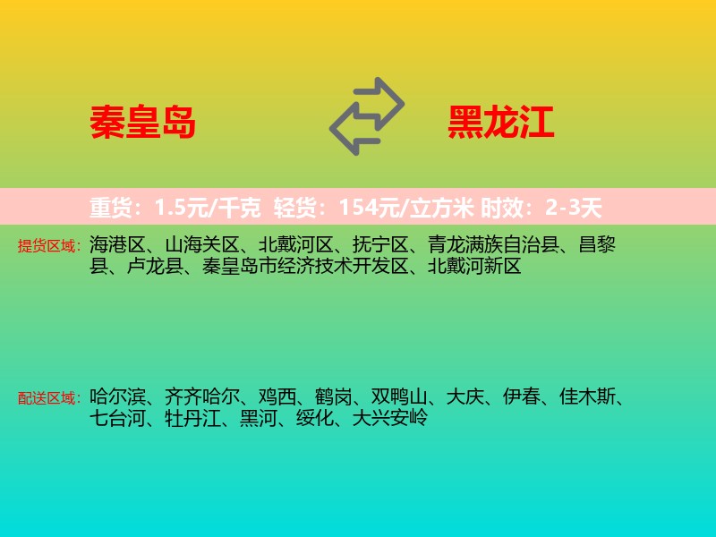 秦皇岛到黑龙江长途搬家