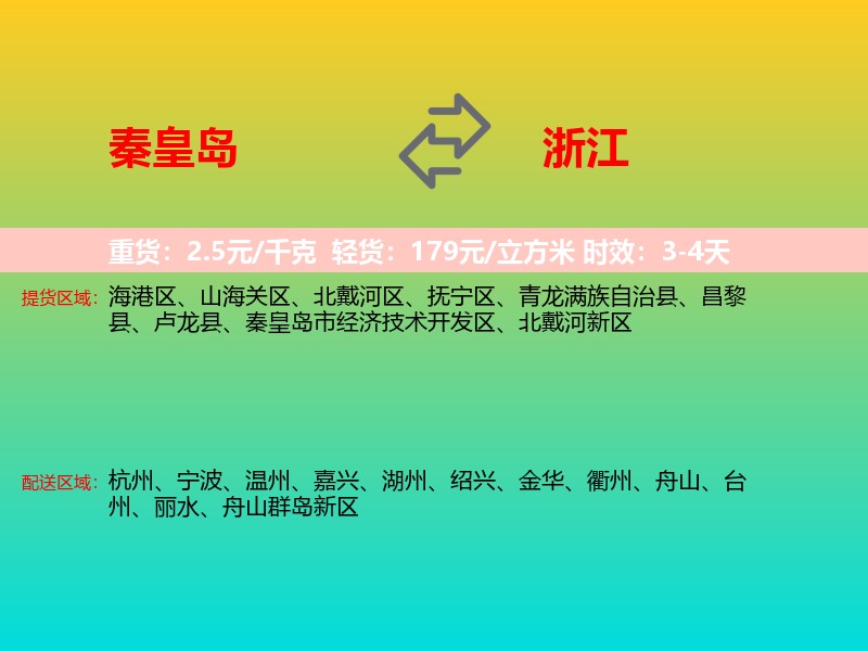 秦皇岛到浙江长途搬家