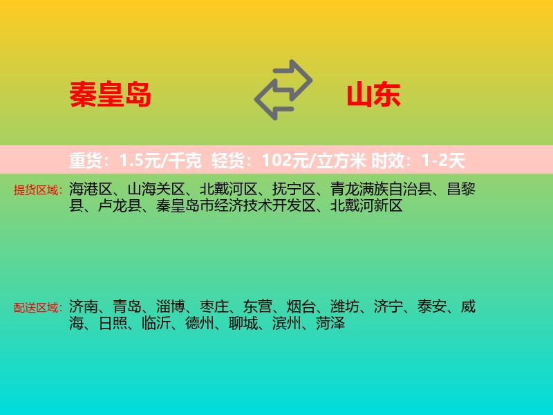 秦皇岛到山东长途搬家