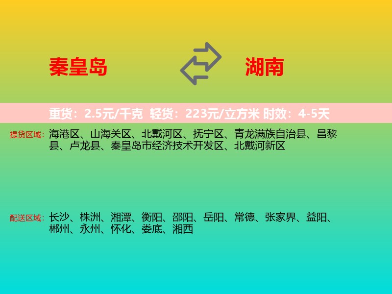 秦皇岛到湖南长途搬家