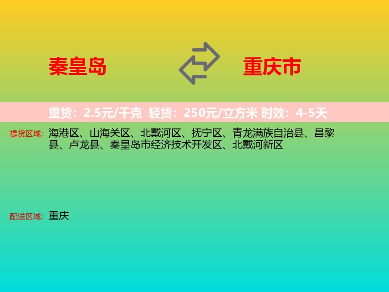 秦皇岛到重庆市长途搬家
