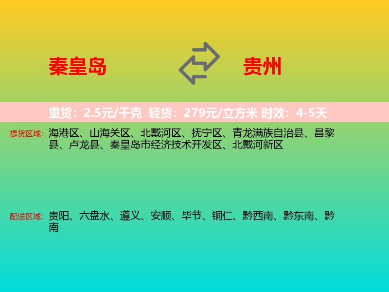 秦皇岛到贵州长途搬家