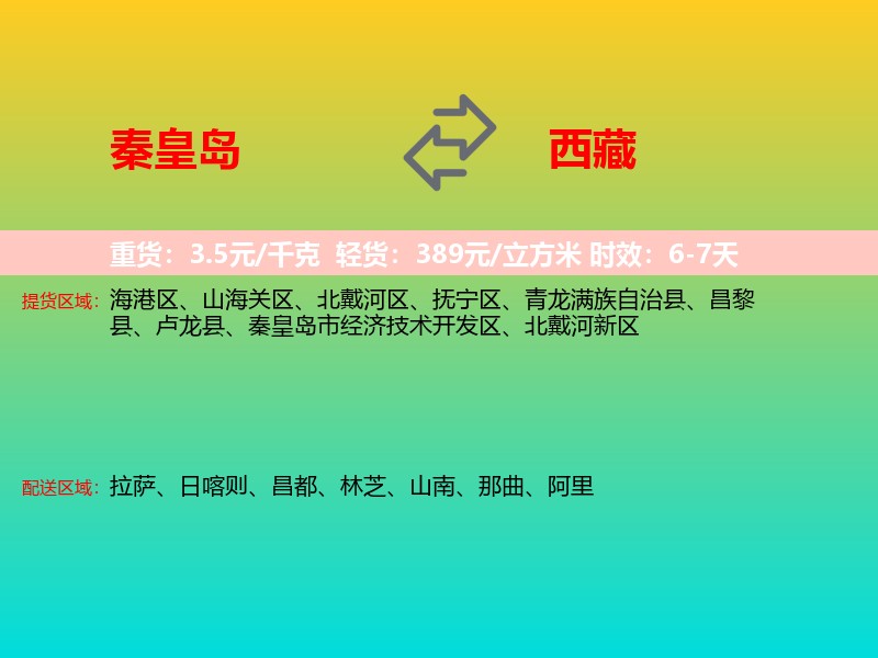 秦皇岛到西藏长途搬家