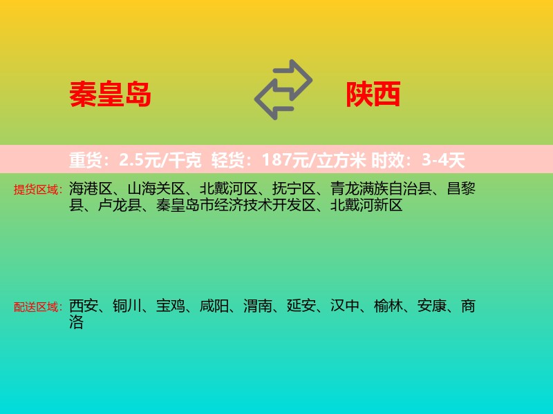 秦皇岛到陕西长途搬家