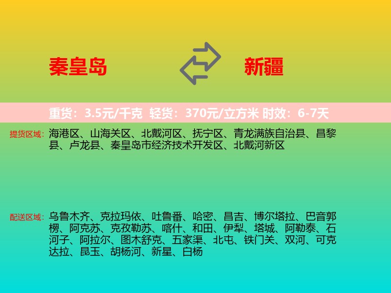 秦皇岛到新疆长途搬家