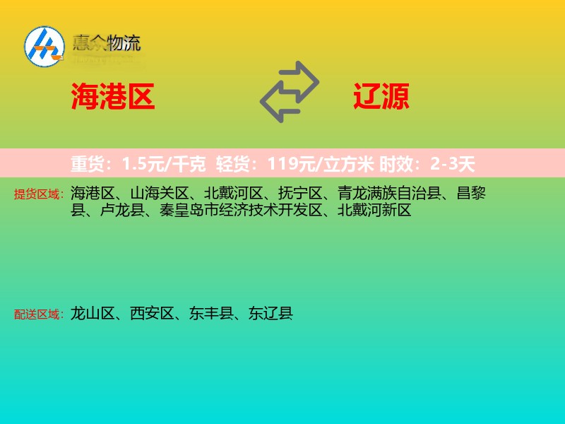 海港区到辽源物流专线