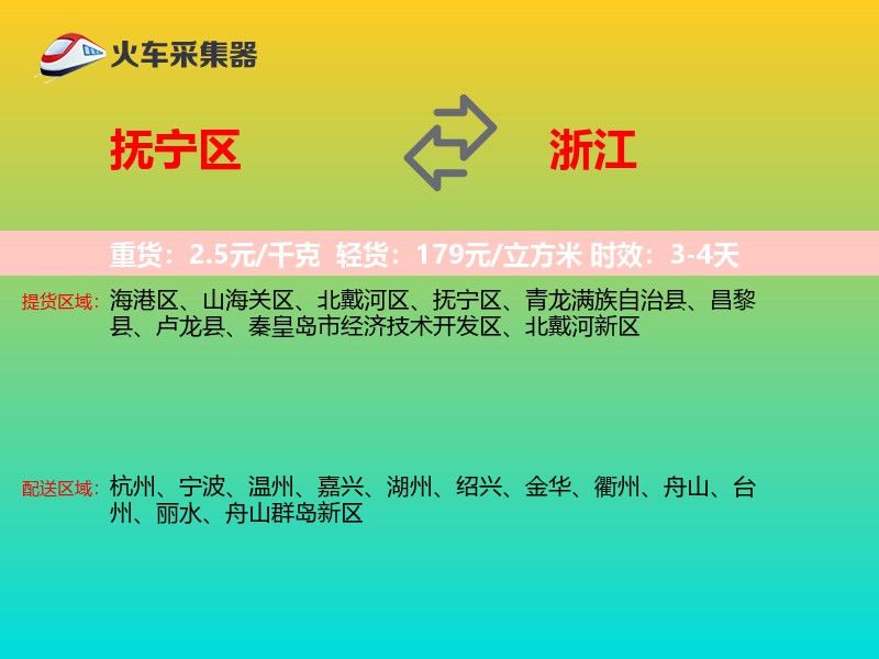 抚宁区到浙江物流专线