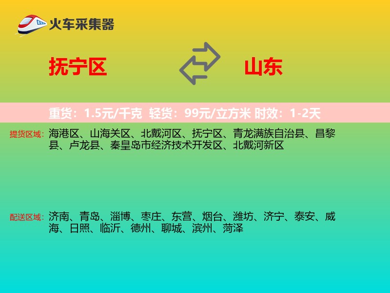 抚宁区到山东物流专线