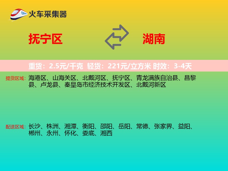 抚宁区到湖南物流专线