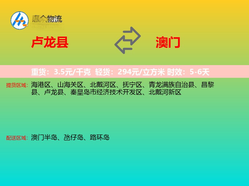 卢龙县到澳门长途搬家