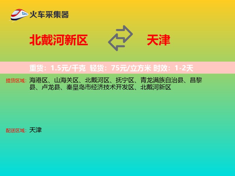 北戴河新区到天津物流专线