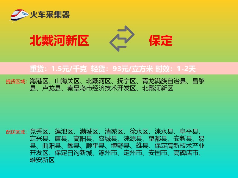 北戴河新区到保定物流专线