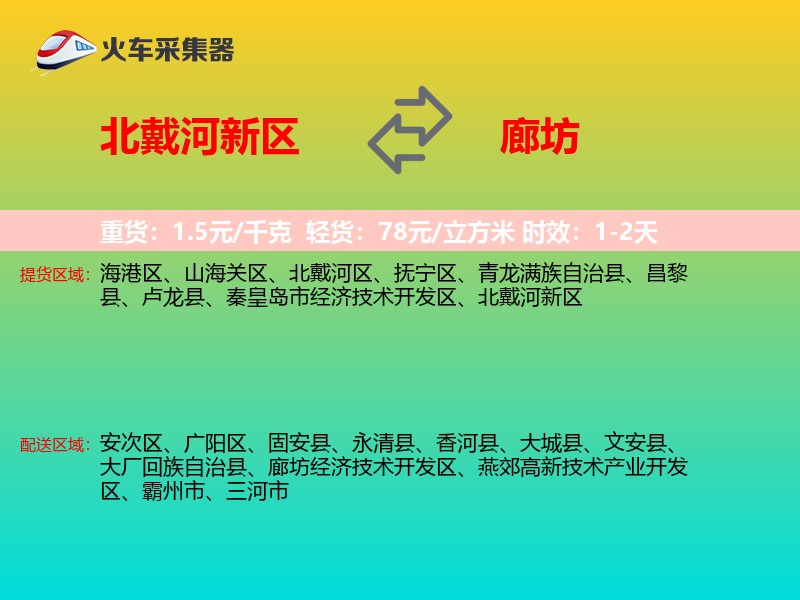 北戴河新区到廊坊物流专线