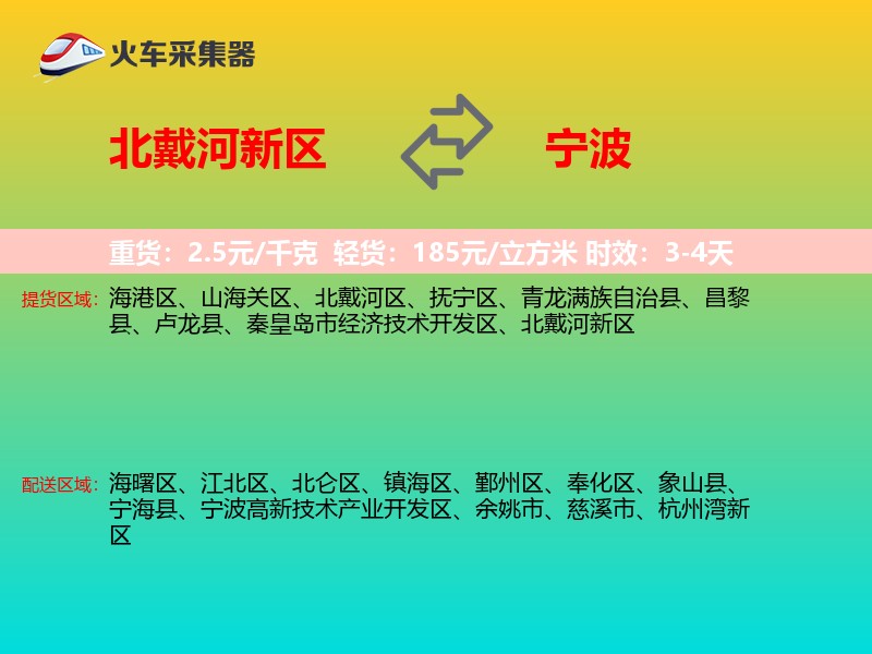 北戴河新区到宁波物流专线