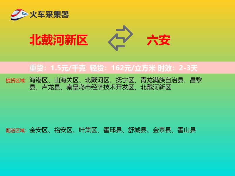北戴河新区到六安物流专线