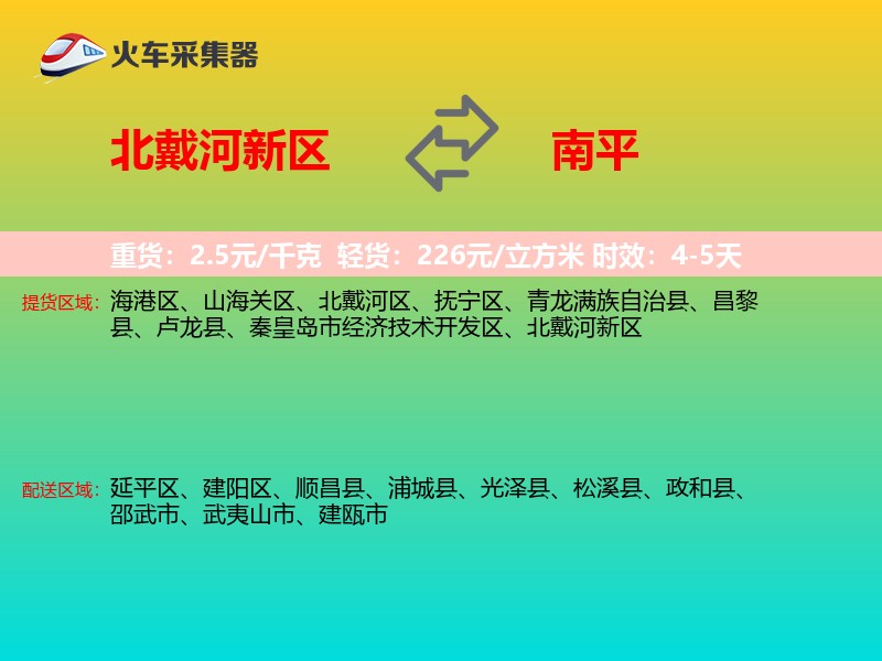 北戴河新区到南平物流专线