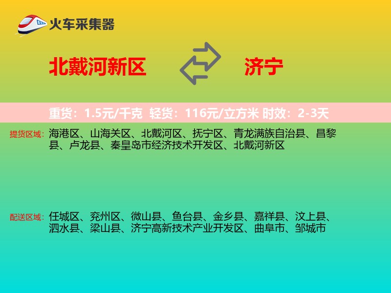 北戴河新区到济宁物流专线