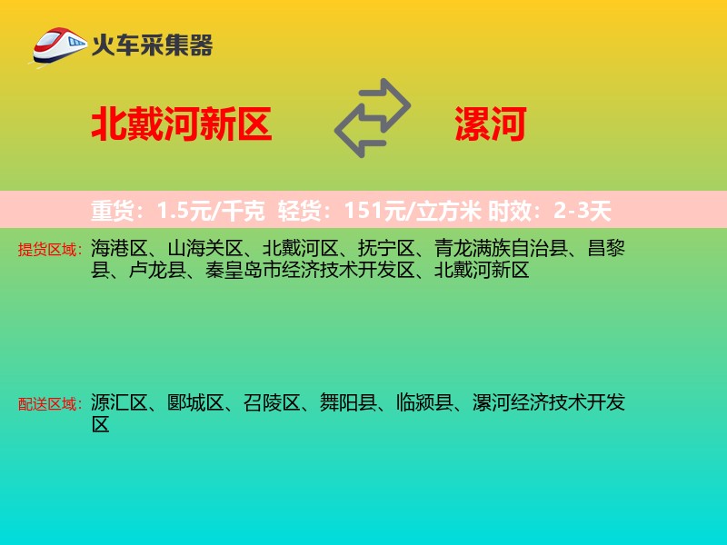 北戴河新区到漯河物流专线