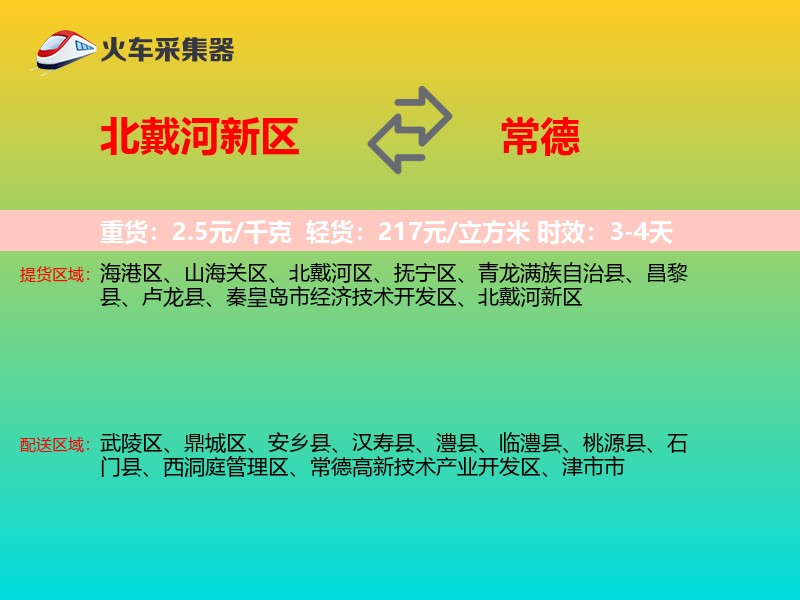 北戴河新区到常德物流专线