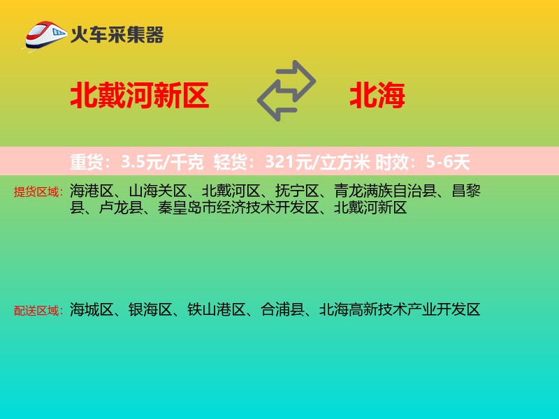 北戴河新区到北海物流专线