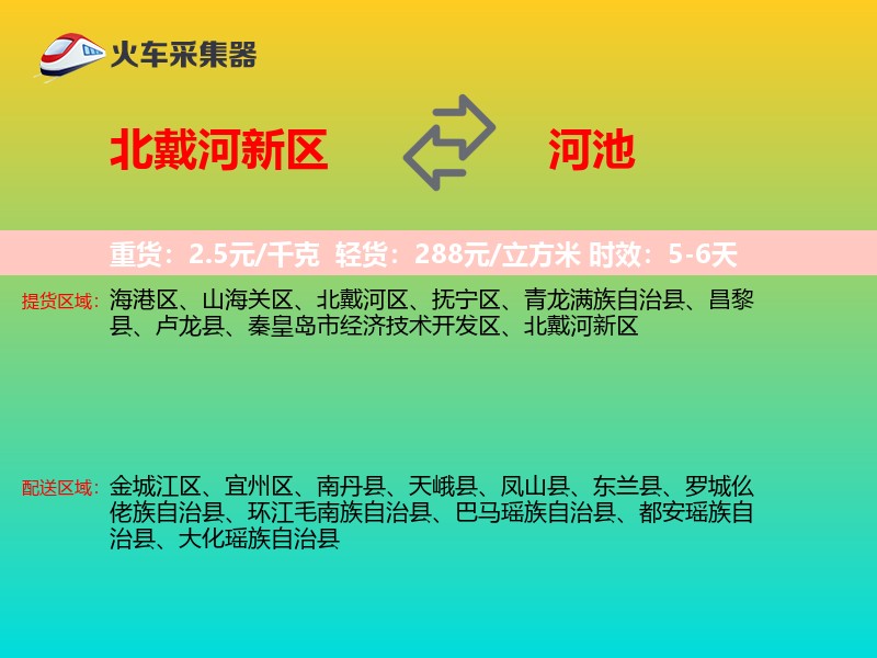 北戴河新区到河池物流专线