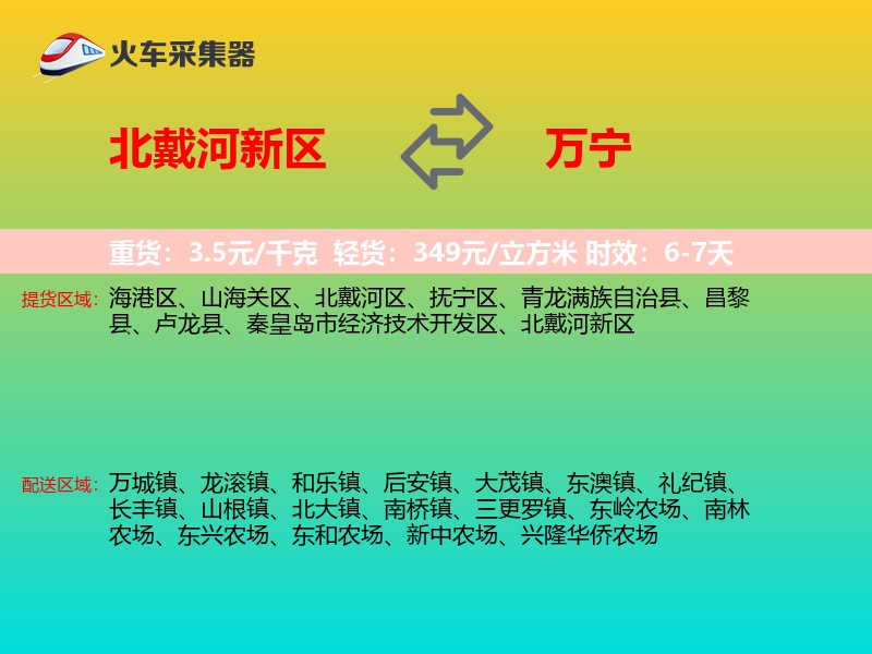 北戴河新区到万宁物流专线