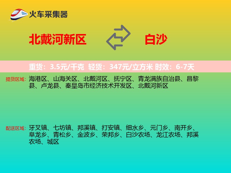 北戴河新区到白沙物流专线