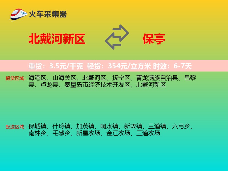 北戴河新区到保亭物流专线